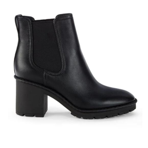 VINCE Henderson Water-Resistant Black Leather Chelsea Boots - Picture 1 of 8